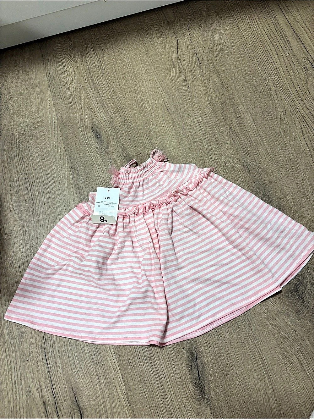 Joe Fresh Slub Jersey Tassel Dress Pink & White 3-6M NWT